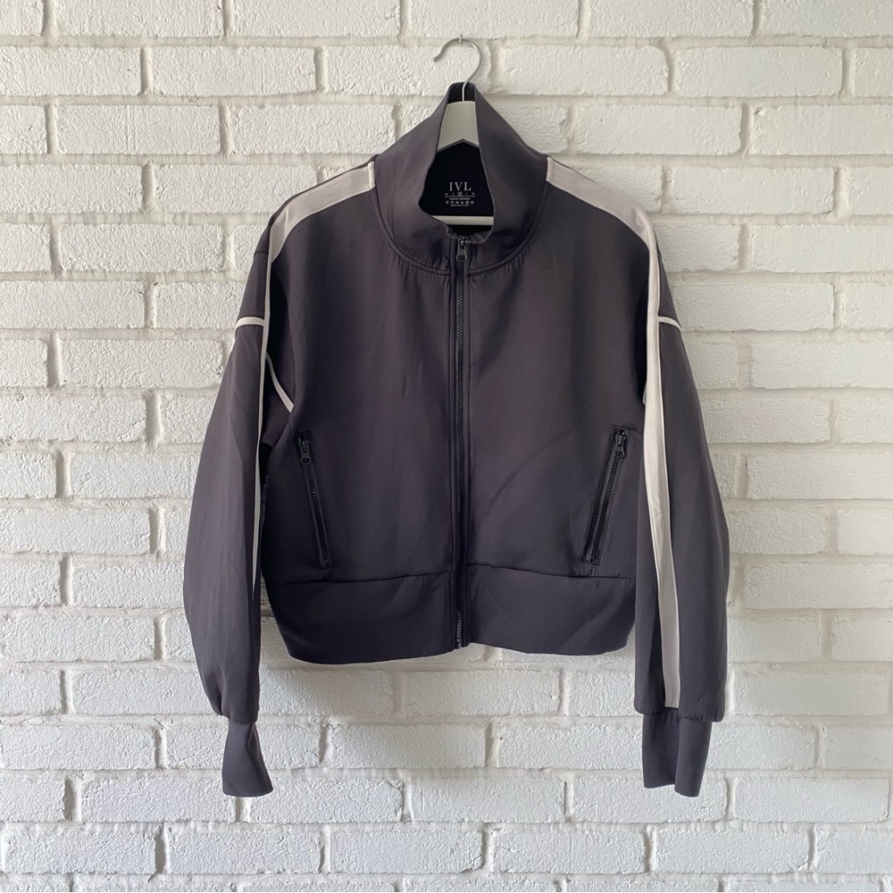 IVL Scuba Jacket 2.0 Black White Striped Full Zip High Neck Women’s Size Medium